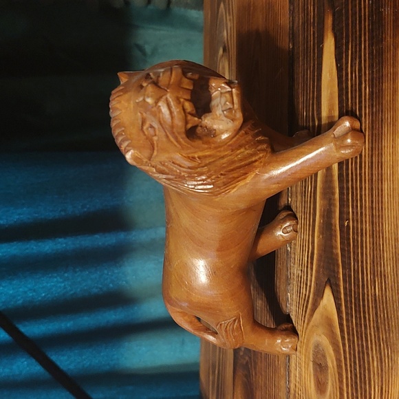 Vintage Other - LION Hand Carved Wood Carving Vintage Mid-Century Modern